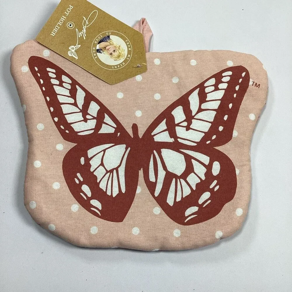 Dolly Parton Butterfly Pot Holder Lot Of Two Pink Blue Discontinued DG New